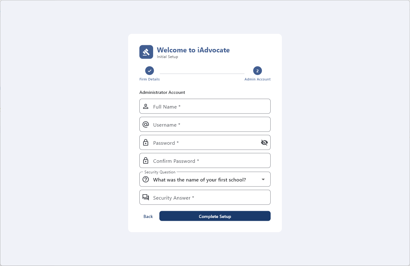 iAdvocate — Login & Security